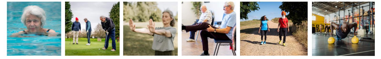 A selection of people being physically active